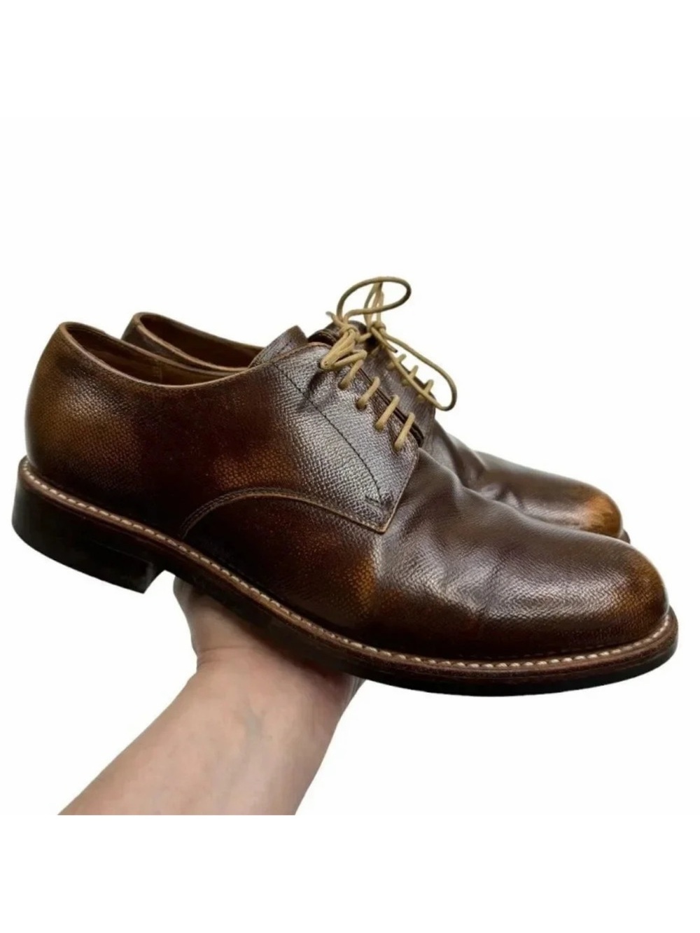 Grenson Curtis Derby Shoes Brown Leather Goodyear Welted Men’s US 9 UK 8.5